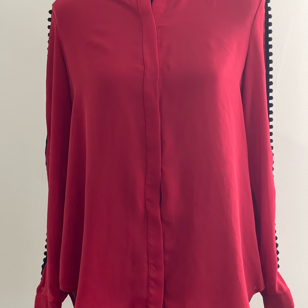 Collective Concepts S 100% Polyester‎ Red/Black Button Down 232